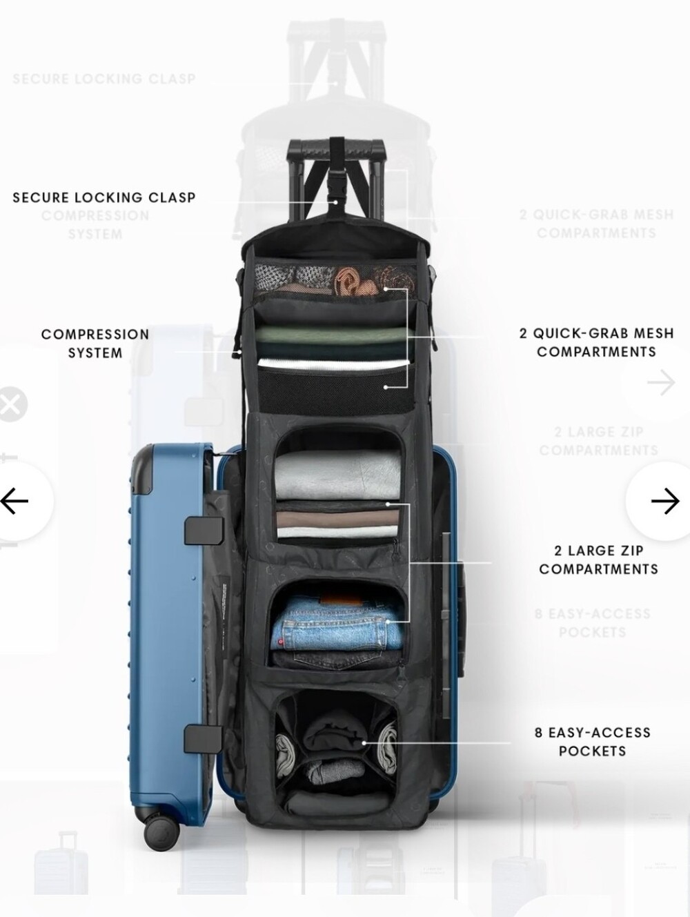 Solgaard The Carry-On Closet Black Insert 5 Shelf Shelving System (No Suitcase)